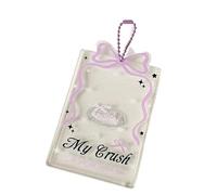 Photo Card Holder 3Inch Clear Acrylics Sleeves Photocard Covers with Beads Chain Water Resistant Photo Case Office Card Sleeve