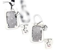 Photo Card Holder - Photocard Holder Set with Lanyard, Spring Rope, and Charms - Protective ID Badge Card Holder for Students and Office Workers