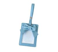 Photo Card Holder with Clear Window and Built-in, Blue | Dimensional Decorative Detail and PU Finish, Visible Card Display, Compact Storage for a Pocket or Bag Compartment