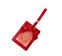 Photo Card Holder with Clear Window and Built-in, Red | Dimensional Decorative Detail and PU Finish, Visible Card Display, Compact Storage for a Pocket or Bag Compartment