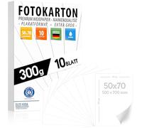 Photo Card White 300 g/m² - 50 x 70 cm - Premium Drawing Paper - Blank for Crafts, Presentations, Crafts, DIY Coloured Paper - Blue Angel Certified - Made in Germany