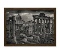 Photo Cityscape Rome Italy Roman Forum Ruin Artwork Framed Wall Art Print A4 Artery8 Brown One Size