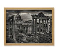 Photo Cityscape Rome Italy Roman Forum Ruin Artwork Framed Wall Art Print A4 Artery8 Light Oak One Size