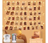 Photo Clip String Lights - 33Ft String Light, 100 LED Fairy String Lights with 50 Clear Clips, 8 Modes USB Powered Warm White Lighting for Patio Halloween Christmas Party Wedding Decor
