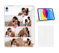 Photo Collage Case Personalized for iPad A16 11th Gen 11 Inch 2025 & 10th 10.9 inch 2022,Customize Leather Flip Folio Kickstand Cover with Clear TPU Back Shell Multi Pictures,Pencil Holder,White