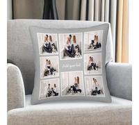 Photo Collage Cushion Cover - Personalized Throw Pillow Case with Custom Text - Unique Gift for Family, Friends, Couples on Birthday, Anniversary