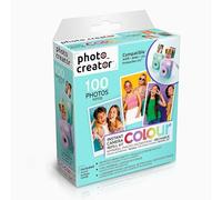 Photo Creator Instant Colour Camera Refill Pack - 100 Premium Photo Sheets with Ink Cartridge | Print 100 Full Colour Photos | Replacement Refill for Instant Colour Camera