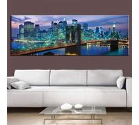 Photo Custom Diamond Painting by Numbers Kits New York Night View DIY 5D Full Drill Large Size Embroidery Diamond Art Craft Adults Kids Handmade Paste Crystal Rhinestone for Home Wall Decor 30x90cm