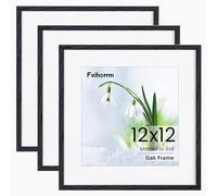 Photo Frame 12×12, 3 Pack Oak Wood 12×12 inch Black Square Frame, 12×12 Picture Frame with Mount for 8x8 Photo Frames, Vertical & Horizontal Wall Hanging Photo Frame for Home Weeding Family Decor