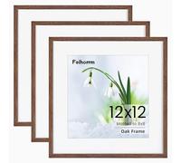 Photo Frame 12×12, Oak Wood 12×12 inch Square Frame, 3 Pack 12×12 Picture Frame with Mount for 8x8 Photo Frames, Vertical & Horizontal Wall Hanging Walnut Picture Frame for Home Weeding Family Decor