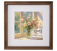 Photo Frame 12x12 Inch Walnut Wood Square Picture Frames Matted for 8×8 Inch Picture Frames with Premium Tempered Glass,12x12 Square Frames Hang Portrait or Landscape for Wall Gallery Art Decor