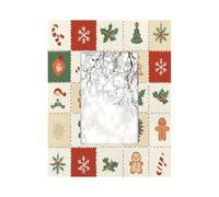 Photo Frame 4x6inch,Christmas Cartoon Elements On Lattice Wooden Picture Frames Display Wall and Tabletop for Living room Bedroom Office Decor