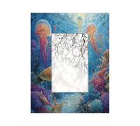 Photo Frame 4x6inch,Ocean Underwater World Turtle Jellyfish Wooden Picture Frames Display Wall and Tabletop for Living room Bedroom Office Decor