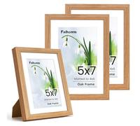 Photo Frame 5x7, 3 Pack Solid Oak Wood 5x7 inch Picture Frame, 5x7 Frame with Mount for 4x6 Photo Frame, 7x5 Picture Frame with Tempered Real Glass for Tabletop and Wall Mounting Display