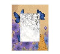 Photo Frame 5x7inch,Blue Butterfly Purple Flower Garden Cat Wooden Picture Frames Display Wall and Tabletop for Living room Bedroom Office Decor