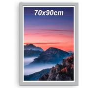 Photo Frame 90x70cm Wall Photo Frame Durable Acrylic Plexiglass Photos Canvas Pictures Frame for Home Decoration (Silver, 70x90cm)