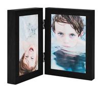 Photo Frame Bifold Black MDF PS 2 x 13 x 18 cm Hinged Foldable Tabletop Collage.