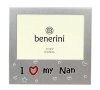 Photo Frame - I Love My Nan - Picture Size 5 x 3.5 Inches - Brushed Aluminium Silver Colour