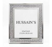 Photo frame Jewel Mirror wedding 6x8 | Crushed Diamond Accents, Bevelled Mirror Glass, Velvet Back Easel Stand, Sizes: 4x6 to 8x10 in, Wall or Tabletop Display
