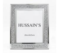 Photo frame Jewel Mirror wedding 8x10 | Crushed Diamond Accents, Bevelled Mirror Glass, Velvet Back Easel Stand, Sizes: 4x6 to 8x10 in, Wall or Tabletop Display