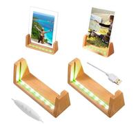 Photo Frame Light Base, LED Lights Display Base, LED Picture Frame, Dual-Function Daytime Photo Frame & Night Light, Wooden Display Pedestal Art Lights Display Stand Photo Show (5-inch Colorful)