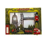 Photo Frame - London Landmarks Metal Picture Frame 20 x 16 cm - Union Jack Souvenir Tabletop Desktop Home Decor Gift (Antique Green)