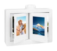 Photo Frame Multiple Pictures, 10-Slot White Rotating Photo Frame for 3-inch Instant Photos, 360°Flipping Out Picture Frames for Friends, Couple, Family