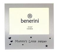 Photo Frame - Mummys Little Helper - Picture Size 5 x 3.5 Inches - Silver Colour Brushed Aluminium