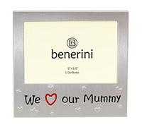 Photo Frame - We Love Our Mummy - Picture Size 5 x 3.5 Inches - Silver Colour Brushed Aluminium