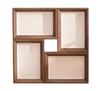 Photo Frame With Four Grid Design For Flexible Wall Or Tabletop Display, Crafted From Composite Wood For Long Lasting Use And Elegant Look(Walnut)