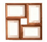 Photo Frame With Four Grid Design For Flexible Wall Or Tabletop Display, Crafted From Composite Wood For Long Lasting Use And Elegant Look(Teak)
