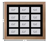 Photo Frames Multiple Pictures for Wall - Large Multi Photo Frame, 6 x 4 Inch with 12 openings | Collage Picture Display with Black Mount | Family Gallery Wall Display for Living Room | Oak Frame
