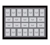 Photo Frames Multiple Pictures for Wall - Large Multi Photo Frame, 6 x 4 Inch with 24 openings | Collage Picture Display with Grey Mount | Family Gallery Wall Display for Living Room | Black Frame