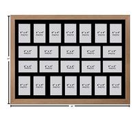 Photo Frames Multiple Pictures for Wall - Large Multi Photo Frame, 6 x 4 Inch with 24 openings | Collage Picture Display with Black Mount | Family Gallery Wall Display for Living Room | Oak Frame