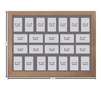 Photo Frames Multiple Pictures for Wall - Large Multi Photo Frame, 6 x 4 Inch with 24 openings | Collage Picture Display with Grey Mount | Family Gallery Wall Display for Living Room | Oak Frame
