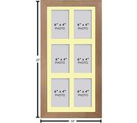 Photo Frames Multiple Pictures for Wall - Large Multi Photo Frame, 6 x 4 Inch with 6 openings | Collage Picture Display with Ivory Mount | Family Gallery Wall Display for Living Room | Oak Frame