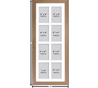 Photo Frames Multiple Pictures for Wall - Large Multi Photo Frame, 6 x 4 Inch with 8 openings | Collage Picture Display with White Mount | Family Gallery Wall Display for Living Room | Oak Frame