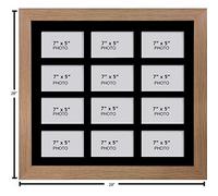 Photo Frames Multiple Pictures for Wall - Large Multi Photo Frame, 7 x 5 Inch with 12 openings | Collage Picture Display with Black Mount | Family Gallery Wall Display for Living Room | Oak Frame