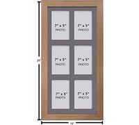 Photo Frames Multiple Pictures for Wall - Large Multi Photo Frame, 7 x 5 Inch with 6 openings | Collage Picture Display with Grey Mount | Family Gallery Wall Display for Living Room | Oak Frame