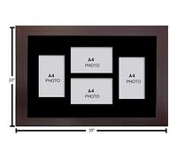 Photo Frames Multiple Pictures for Wall - Large Multi Photo Frame, A4 Size with 4 openings, | Collage Picture Display with Black Mount | Family Gallery Wall Display for Living Room | Mahogany Frame