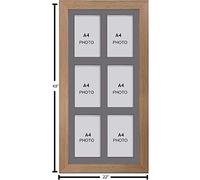 Photo Frames Multiple Pictures for Wall - Large Multi Photo Frame, A4 Size with 6 openings | Collage Picture Display with Grey Mount | Family Gallery Wall Display for Living Room | Oak Frame