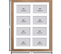Photo Frames Multiple Pictures for Wall - Large Multi Photo Frame, A4 Size with 8 openings | Collage Picture Display with White Mount | Family Gallery Wall Display for Living Room | Oak Frame