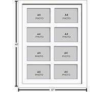 Photo Frames Multiple Pictures for Wall - Large Multi Photo Frame, A4 Size with 8 openings | Collage Picture Display with White Mount | Family Gallery Wall Display for Living Room | White Frame