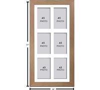 Photo Frames Multiple Pictures for Wall - Large Multi Photo Frame, A5 Size with 6 openings | Collage Picture Display with White Mount | Family Gallery Wall Display for Living Room | Oak Frame