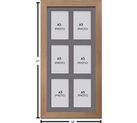 Photo Frames Multiple Pictures for Wall - Large Multi Photo Frame, A5 Size with 6 openings | Collage Picture Display with Grey Mount | Family Gallery Wall Display for Living Room | Oak Frame