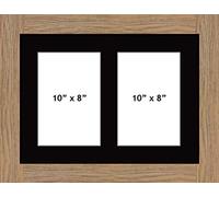 Photo Frames Multiple Pictures for Wall - Large Multi Photo Frame, Fits 2 10 X 8 Photos, Black Mount, Oak Frame, Can Be Hung Landscape or Portrait | Collage Picture Display for Family Gallery Wall