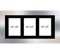 Photo Frames Multiple Pictures for Wall - Large Multi Photo Frame, Fits 3 10 X 8 Photos, Black Mount, Silver Frame, Can Be Hung Landscape or Portrait | Collage Picture Display for Family Gallery Wall