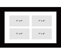 Photo Frames Multiple Pictures for Wall - Large Multi Photo Frame, Fits 4 7X5 Photos, White Mount, Black Frame, Can Be Hung Landscape or Portrait | Collage Picture Display for Family Gallery Wall