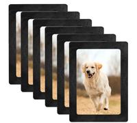 Photo Info Frame Self Adhesive, Double-Layered Magnetic Picture Frames for Photos Documents Refrigerator Walls Windows 6PCS 18x13cm (Black)