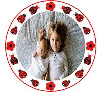 Photo ladybug frame red 7.5 inch ICING circle round edible cake topper personalised